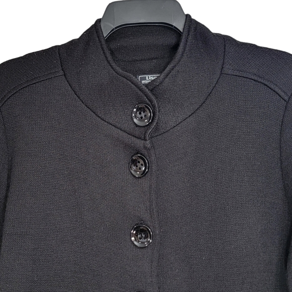 Lisa International Black Button Down Wool Blend 1/2 Sleeve Coat - Picture 4 of 14